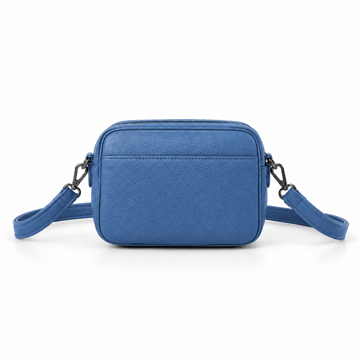 Blue Textured Leather Crossbody Shoulder Bag