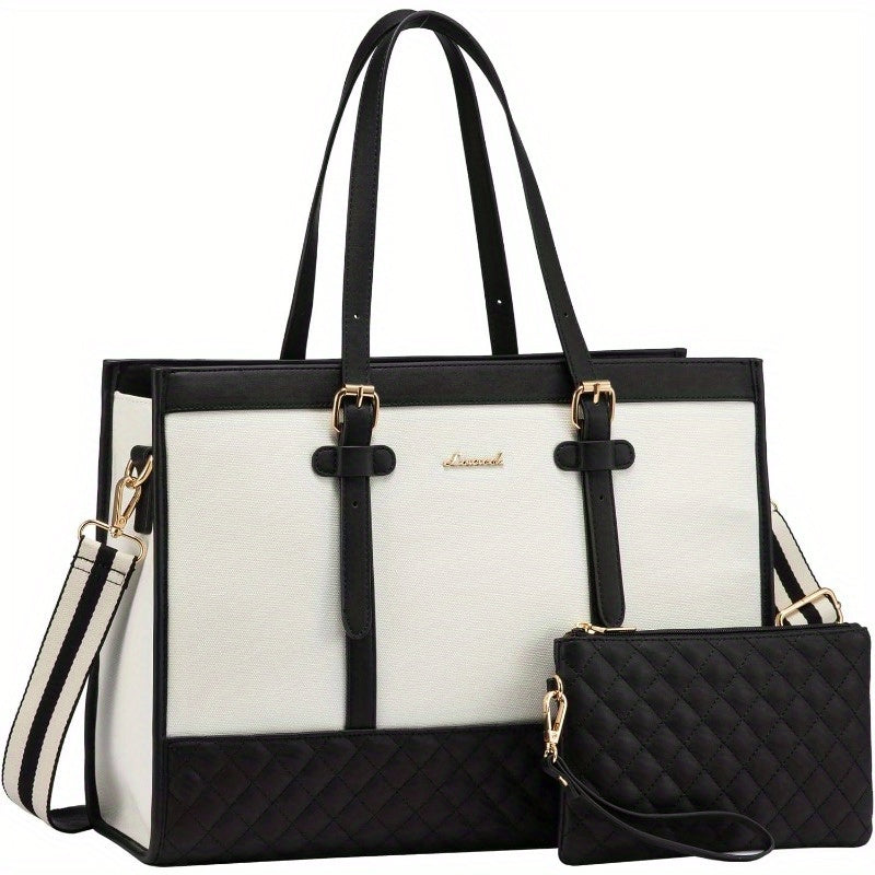 Laptop Leather Bag for Women 15.6 inch Canvas Laptop Tote Bag Large Capacity Work Bag with Clutch Purse Computer Bag Office Business Briefcase Casual Laptop Leather Bag for Women 15.6 inch Canvas Laptop Tote Bag Large Capacity Work Bag with Clutch Purse Computer Bag Office Business Briefcase Casual