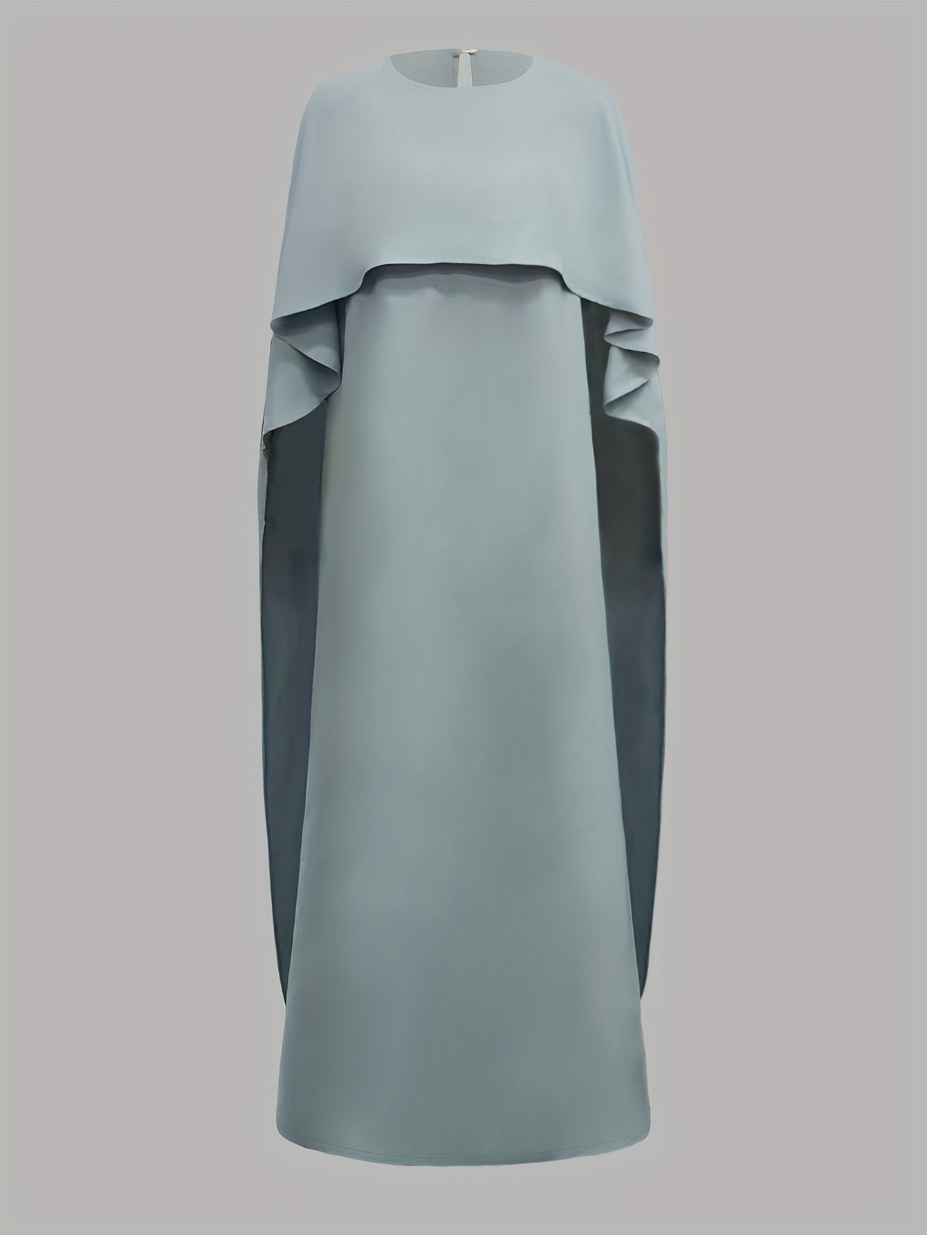 Elegant Women's Abaya Cape Dress | Solid Color, Fitted Silhouette, Full-Length Zipper Front, Small Round Neck, Machine Washable, All-Season Versatile Wear for Casual & Formal Occasions