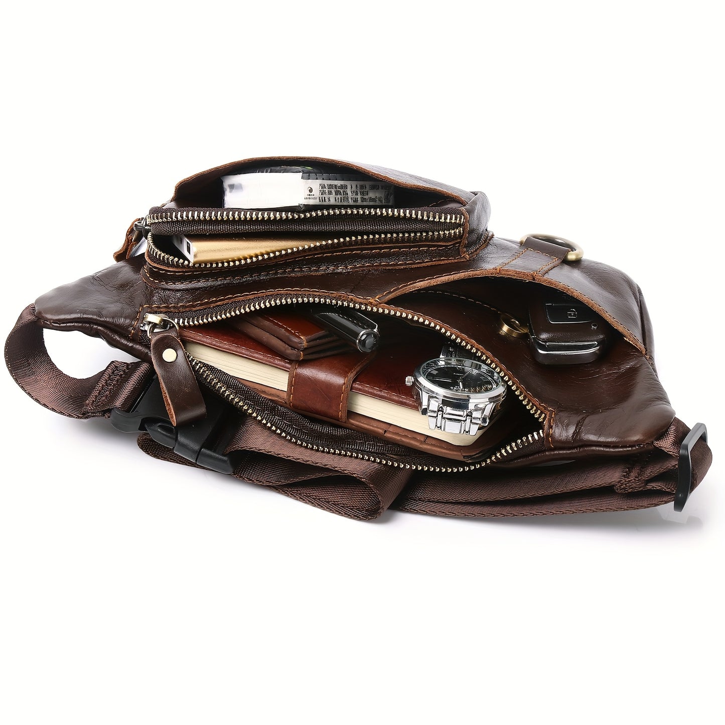 Genuine Leather Belt Bag Fanny Pack For Men Women Hip Bum Bag Belt Slim Cell Phone Purse Wallet Crossbody Sling Pouch Brown