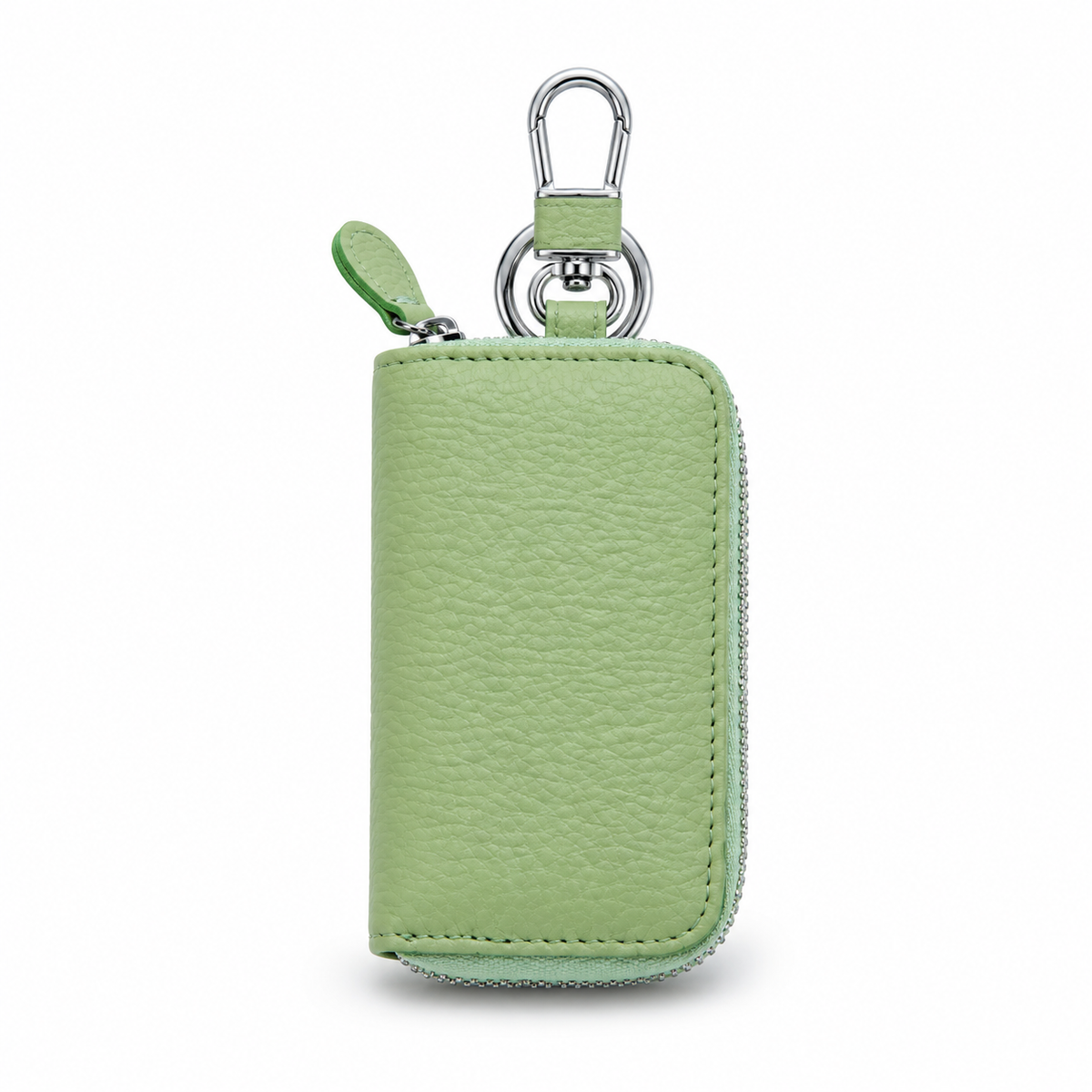 Sage Green Pebbled Leather Key Holder Pouch