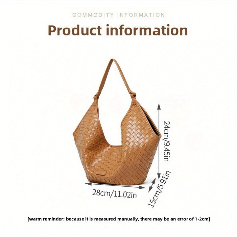 2025 New Women's Vintage Cowhide Woven Genuine Leather Tote Bag - Large Capacity Zipper Closure, Durable Polyester Lining for Commuting