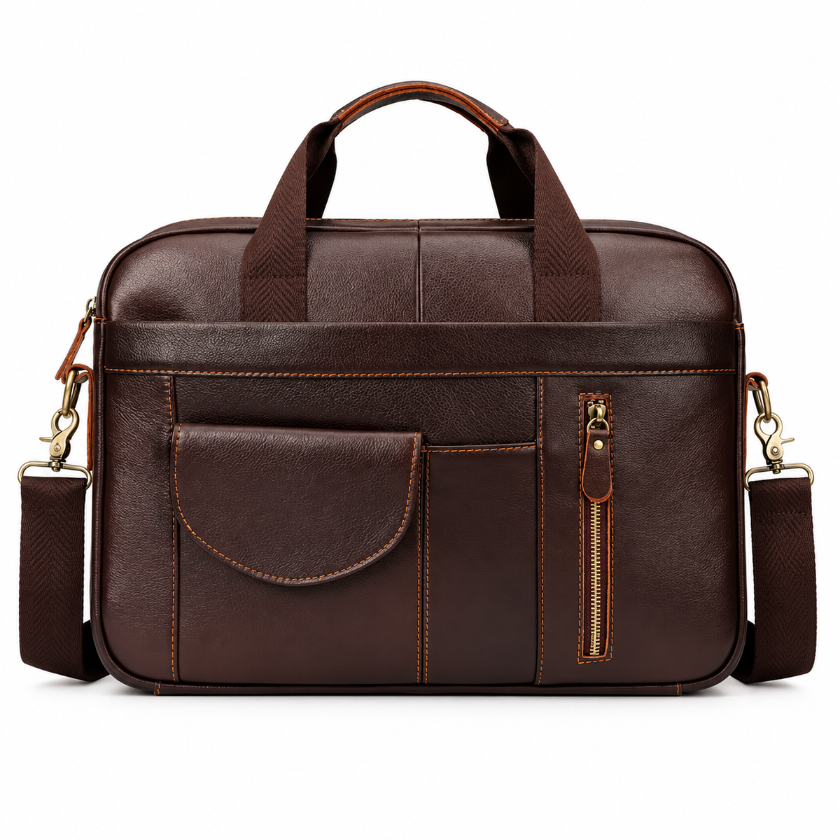 Classic Dark Brown Leather Business Briefcase