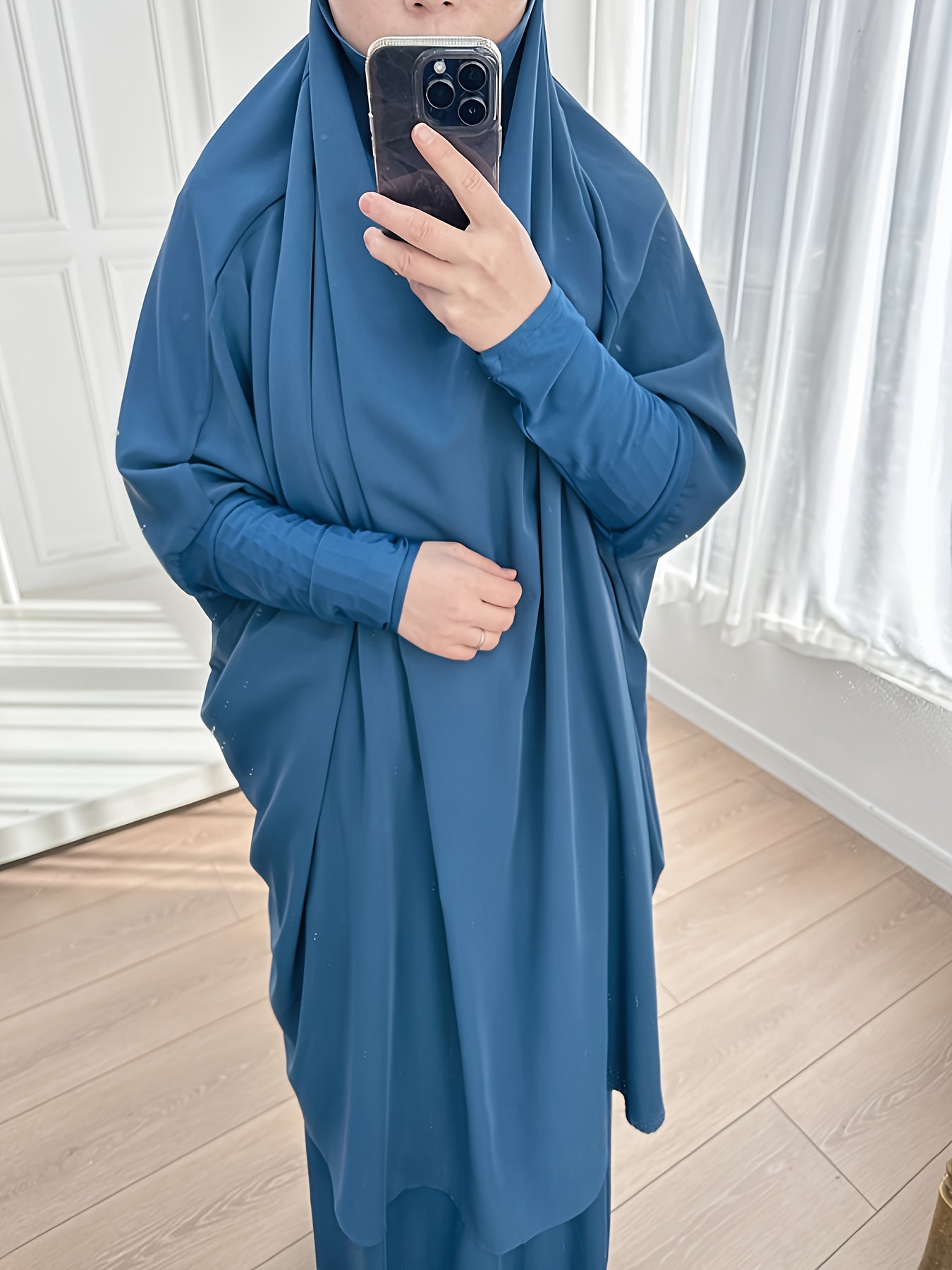 2pcs Dubai Islamic Muslim Women Jilbaab Abaya Long Skirt Pray Abaya Set for EID Ramadan