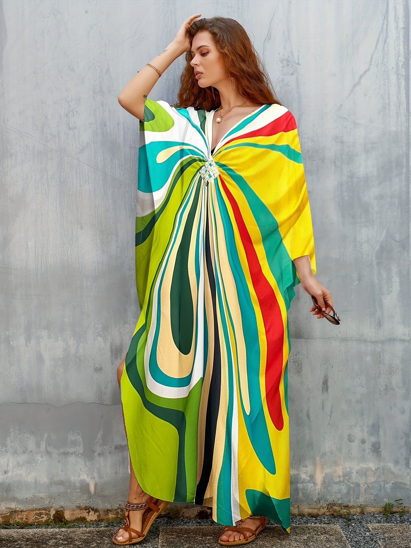 Plus Size Kaftan Dresses Long Swimsuit Coverup for Women Caftans Loungewear Casual Fall Dress