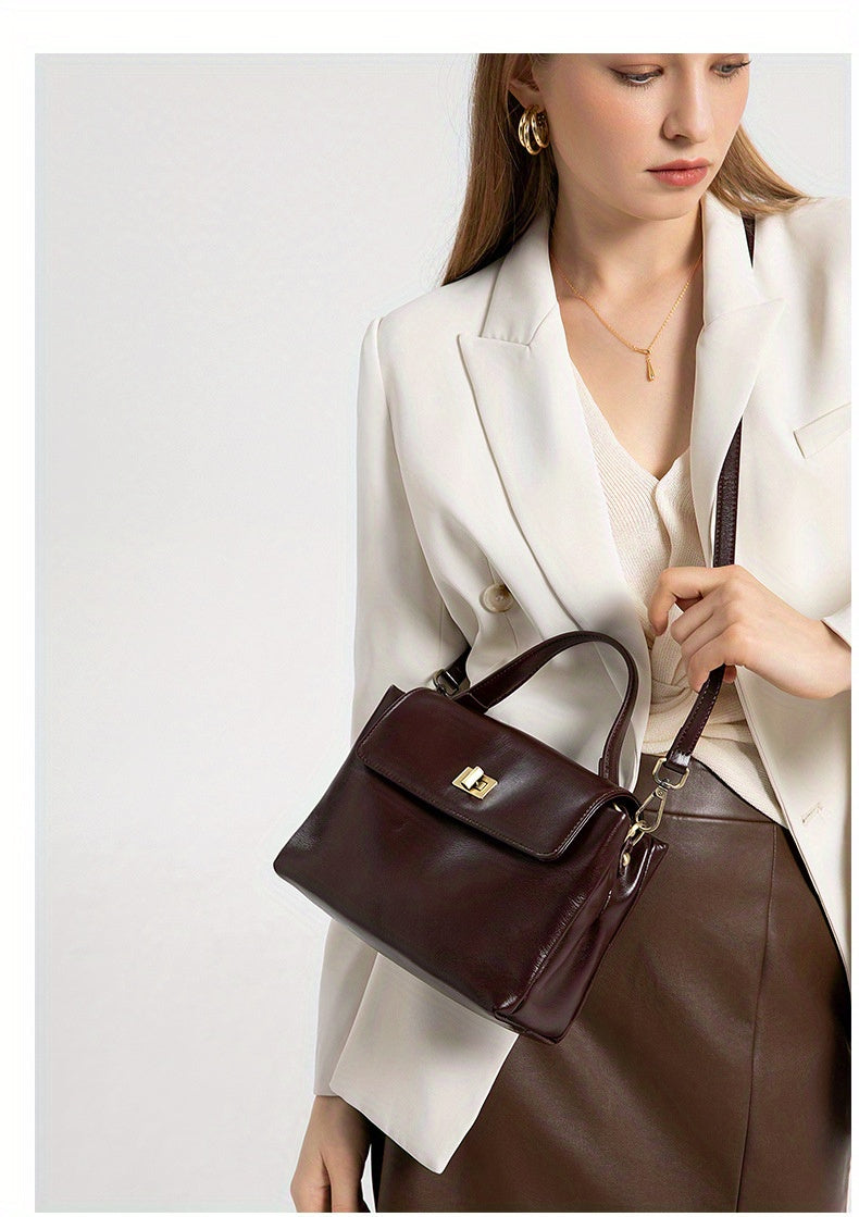 Solid Color Luxury Leather Women's Shoulder Bag, Crossbody Bag for Women, 2025 New High-End Retro Shoulder Bag
