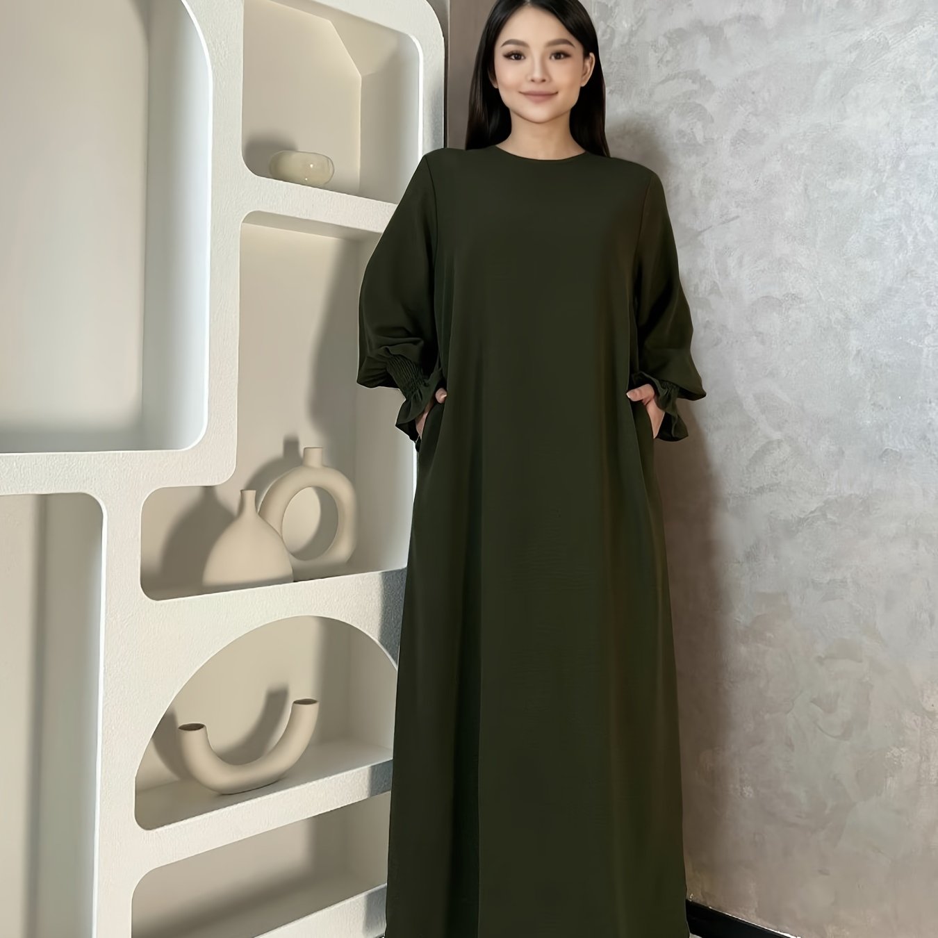 Soft Crepe Material With Pocket Muslim Lady Abaya Prayer Abaya
