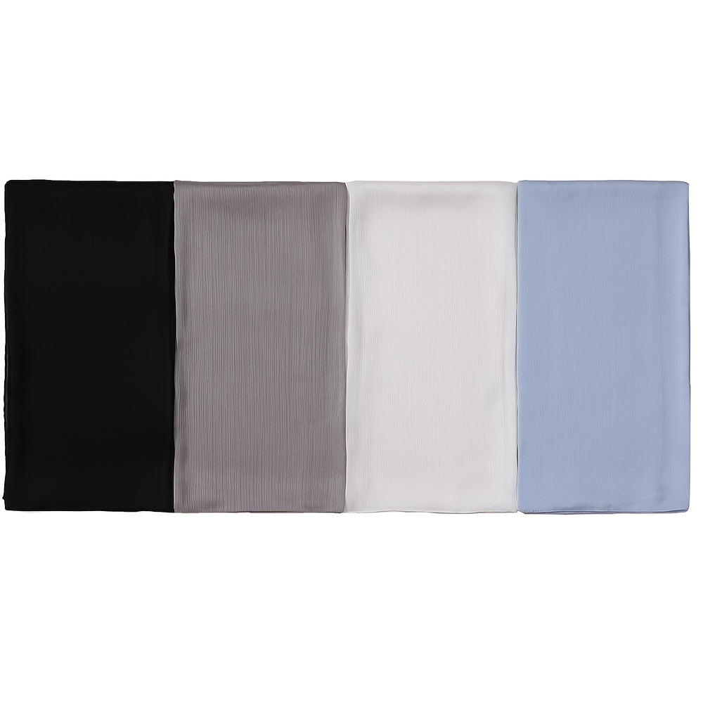 Ladies Elegant Solid Color Bamboo Woven Hijab Scarf | 4pcs/PC | Polyester | Hand Wash or Professional Dry Clean | for Ramadan | Elegant