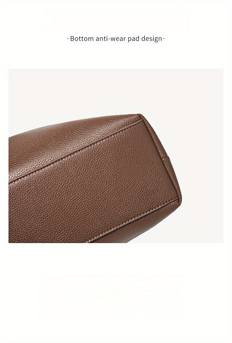 Women's Leather Tote Bag - Large Capacity Bucket Crossbody Bag with Adjustable Shoulder Strap