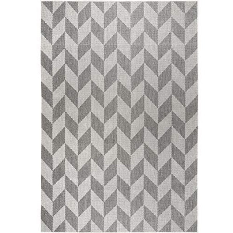 Patio Country Contemporary Herringbone Indoor Outdoor Area Medium Rug Black Grey 5'2x7'2