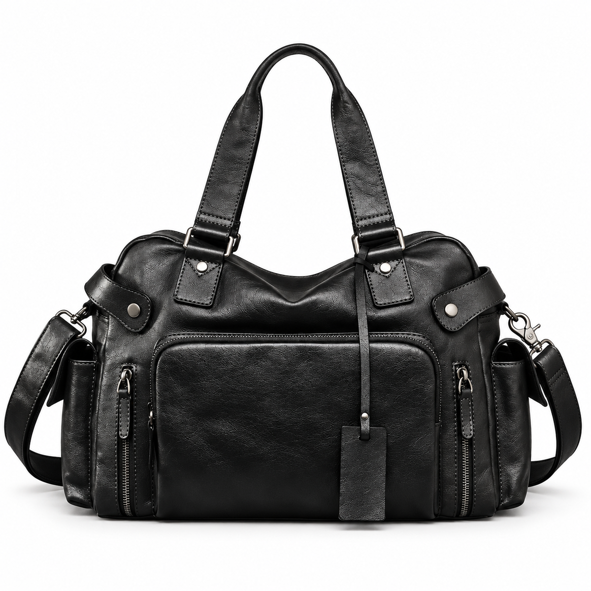 Vintage Black Multi Pocket Shoulder Handbag