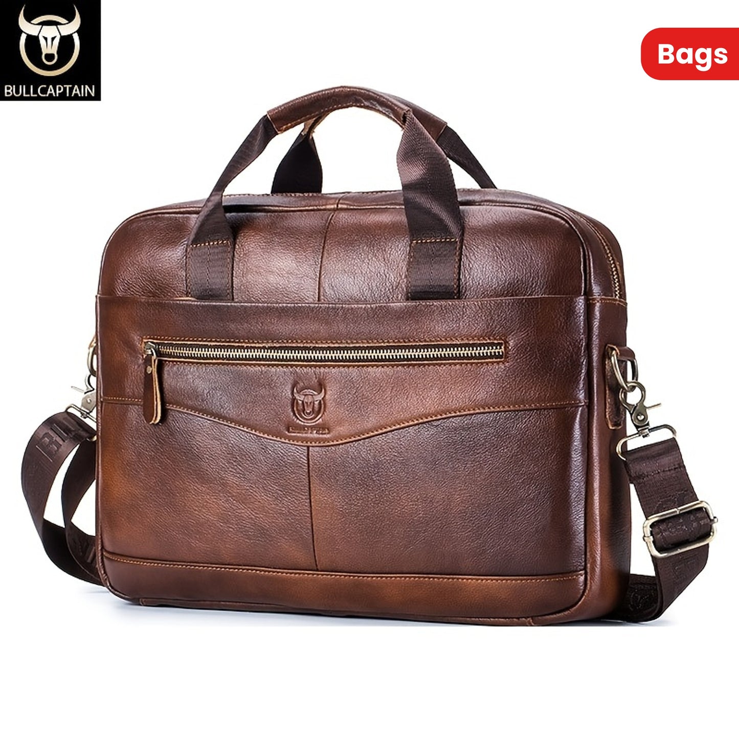 Men's Leather Multi-functional Briefcase Laptop Crossbody Bag, Men's Professional Business Bags For Work