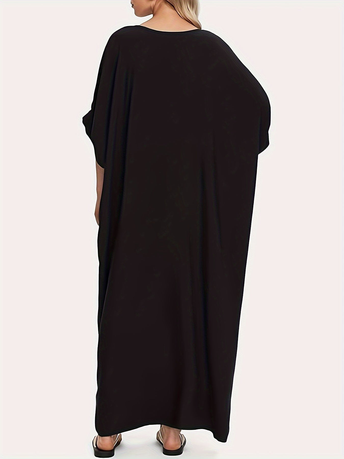 Bsubseach Caftans For Women Plus Size Beach Kaftan Dress Long Swimsuit Cover Up Casual Resort Wear Black Embroidery
