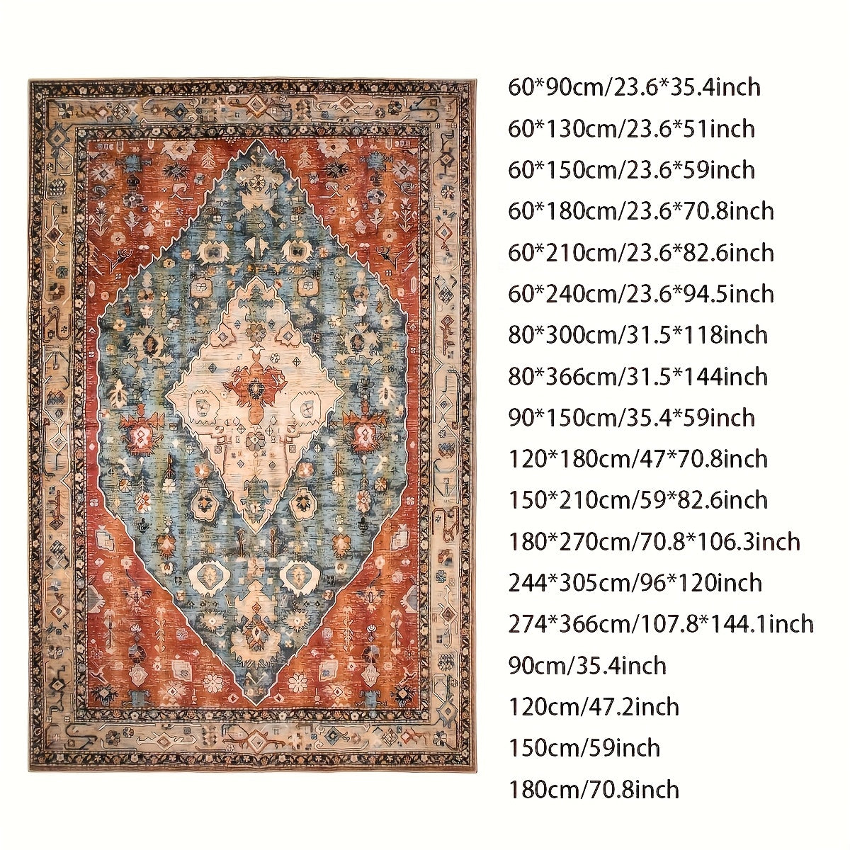 Boho Tribal Runner Rug Hallway Bohemian Vintage Non-Slip Entryway Throw Rug Faux Wool Machine Washable Low-Pile Floor Carpet Runner For Kitchen Laundry Living Bedroom