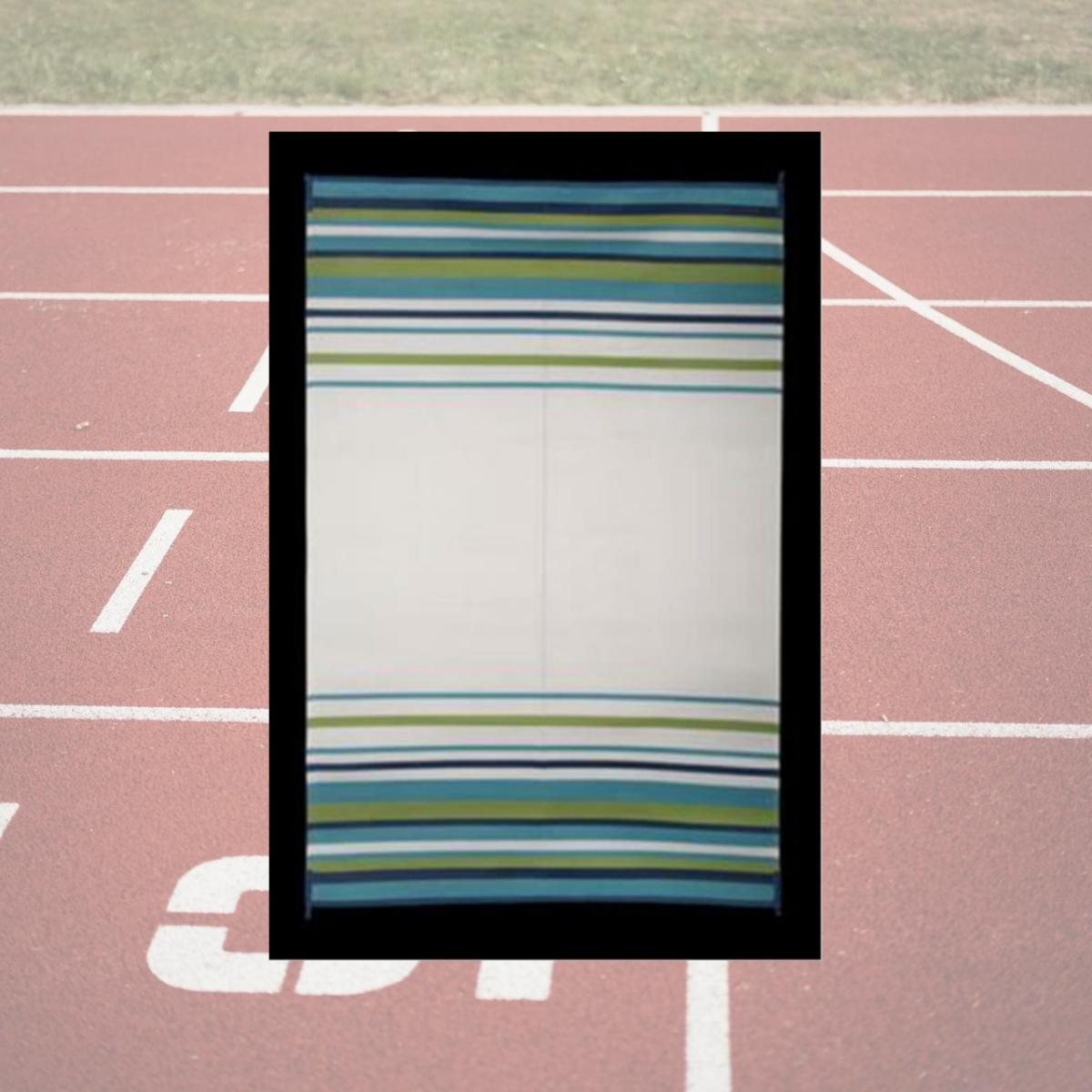 212 Main 8 x 20 ft. Reversible RV Outdoor Patio Medium Rug Aqua & Navy