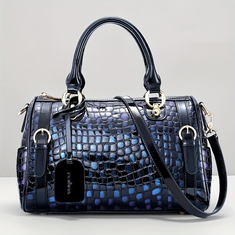 Crocodile Leather Crossbody Bags For Women, Large Leather Duffel Handbags For Women, Luxury Designer Bag, Over Shoulder Bag, Genuine Leather Large Tote Bag, Large Capacity
