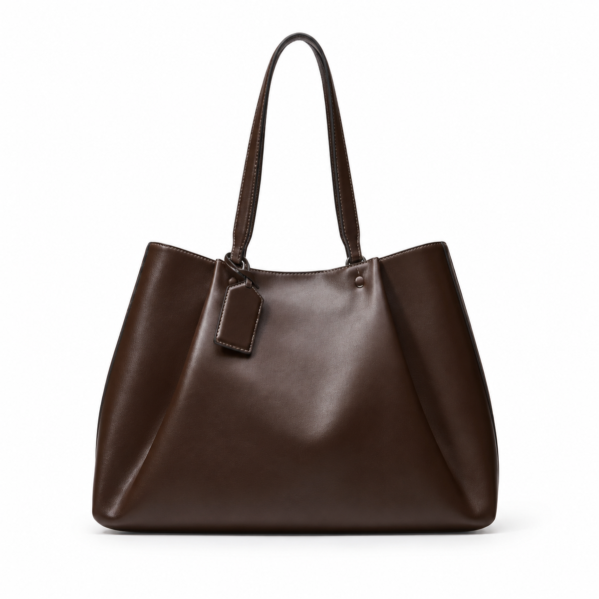Elegant Brown Leather Everyday Tote Bag