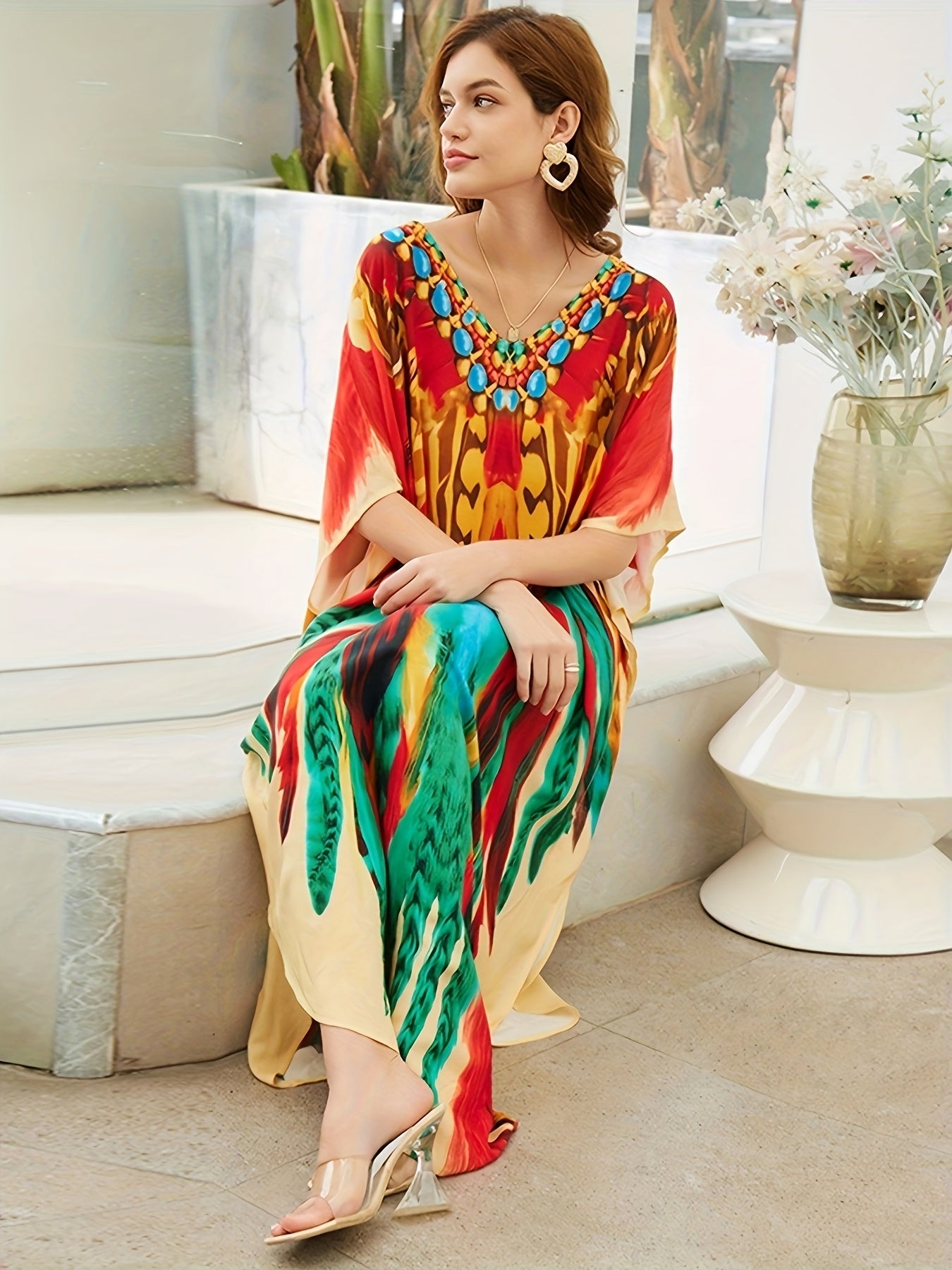 Women Long Kaftan Clothing Roomy Homewear Oversized Maxi Kimono Cover Ups Robes