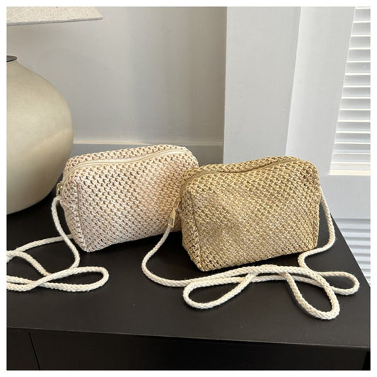 1pc Straw Shoulder Bag New Mini Woven Beach Bag Purse Women