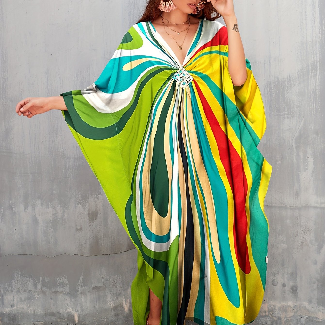 Plus Size Kaftan Dresses Long Swimsuit Coverup for Women Caftans Loungewear Casual Fall Dress