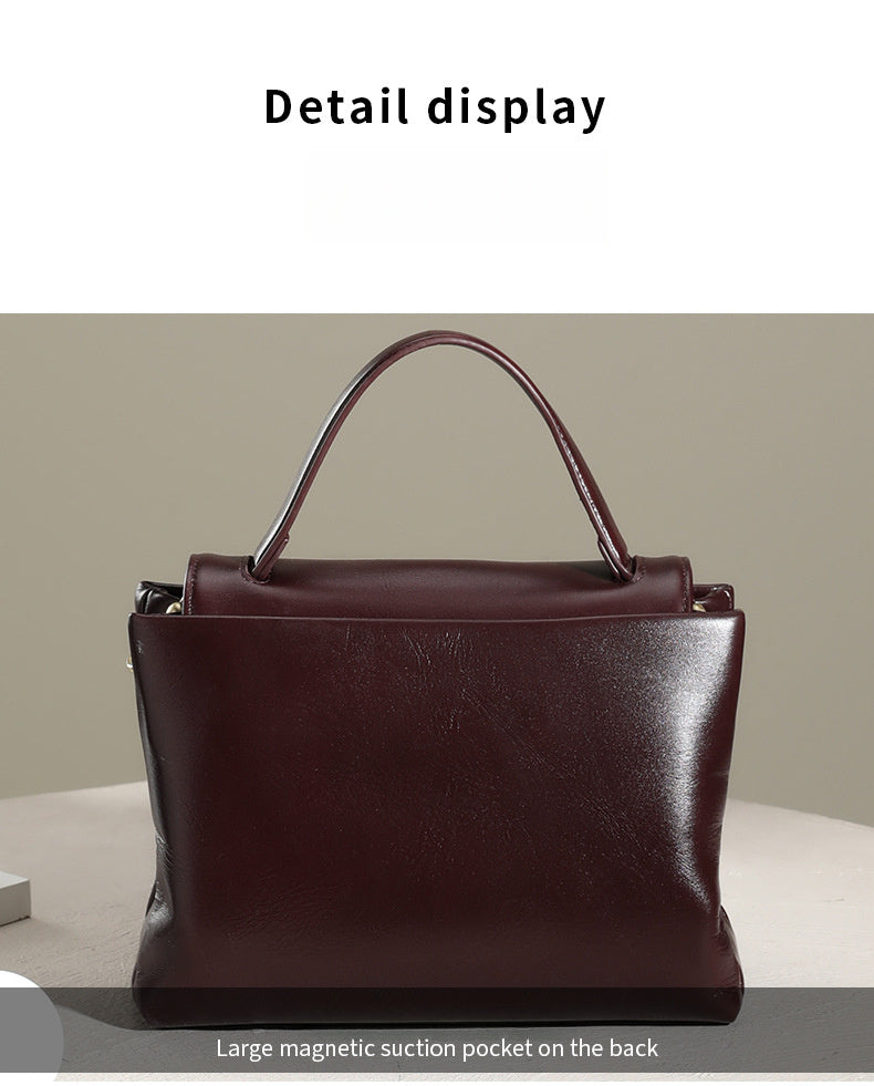 Solid Color Luxury Leather Women's Shoulder Bag, Crossbody Bag for Women, 2025 New High-End Retro Shoulder Bag