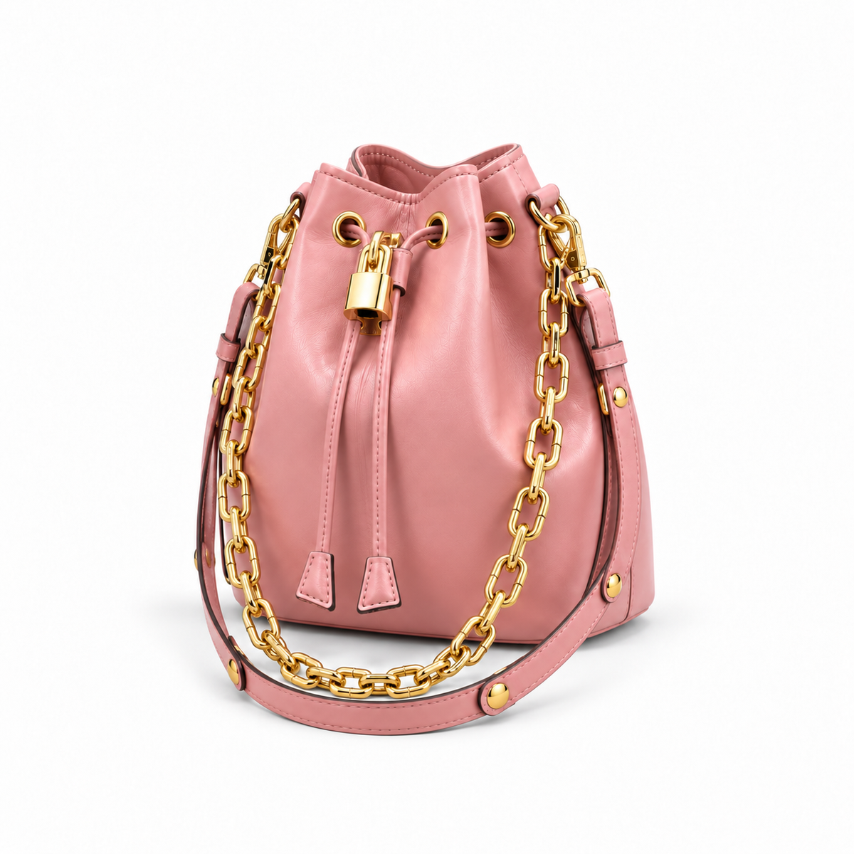 Blush Pink Drawstring Bucket Bag