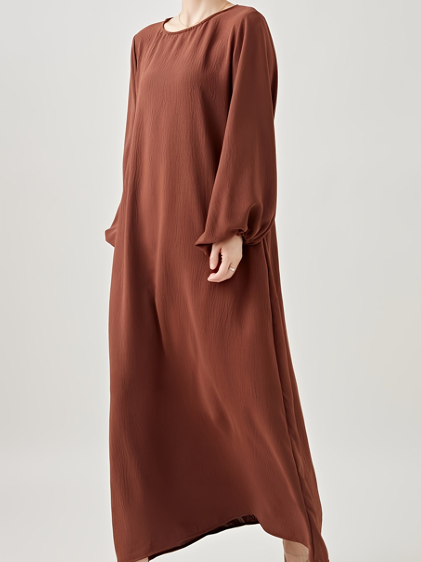 Polyester Muslim Pakistani Abaya - Comfortable, Casual, Solid Color with Bubble Pleats, Elastic Cuffs, Flowy Hem, Machine Washable