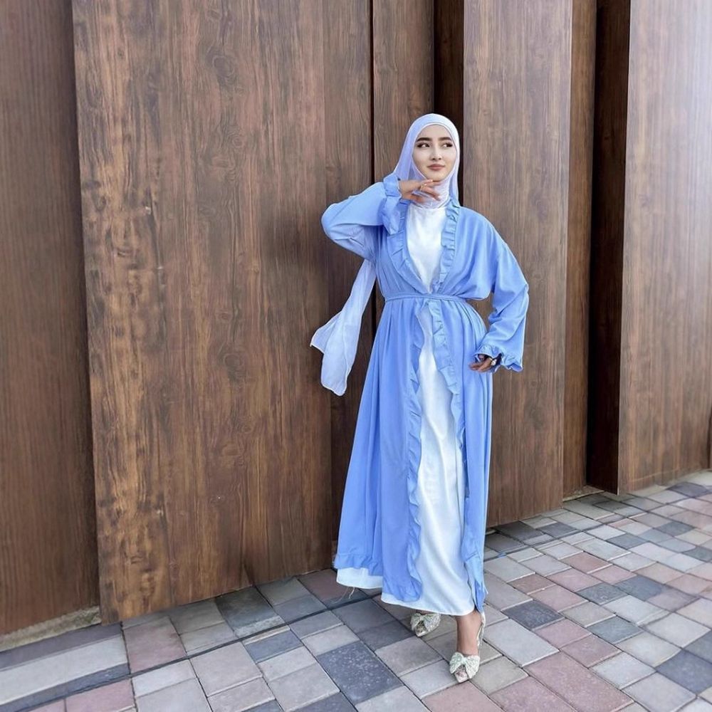 Women's Elegant Arabic Abaya Robe - Lightweight Breathable Loose Fit Long Sleeve Arabic Dress with Belt, Solid Color Machine Washable All-Season Casual & Formal Wear