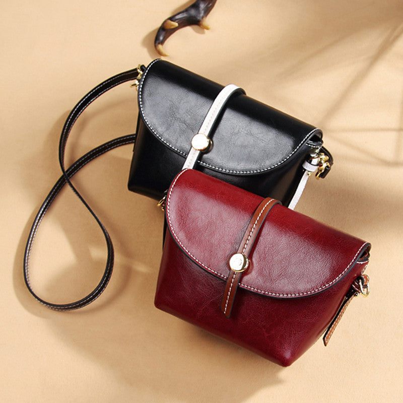 New Solid Color Leather Women's Saddle Bag, Simple And High-End Versatile Crossbody Bag, Leather Bag, Shoulder Bag for Women