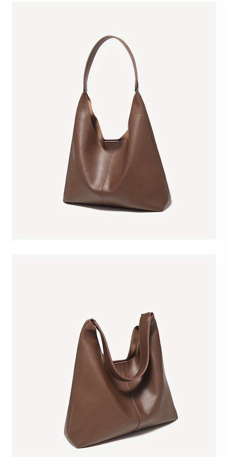 Women's Leather Tote Bag - Large Capacity Bucket Crossbody Bag with Adjustable Shoulder Strap