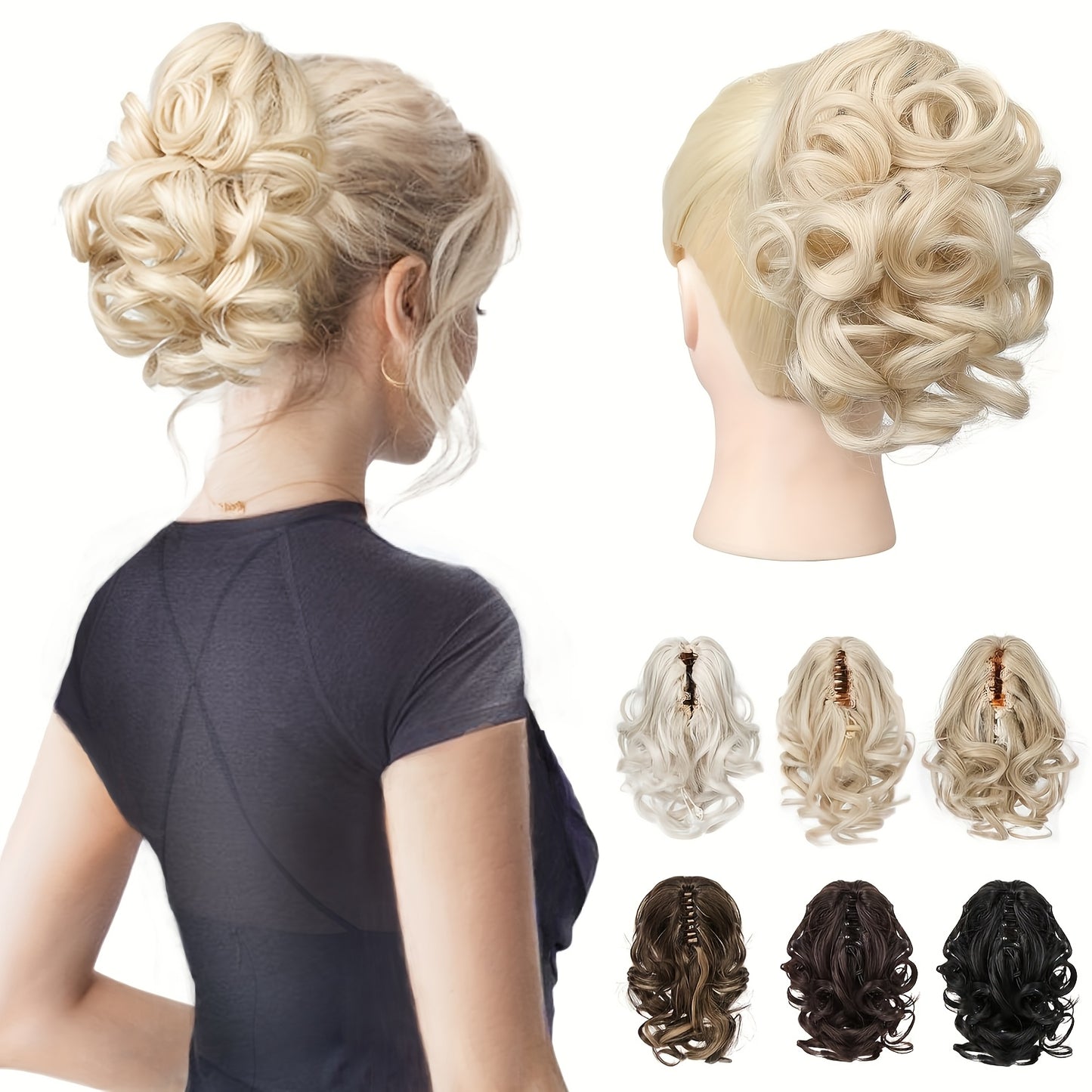 8 Inch Wavy Clip-In Ponytail | Jumbo Claw Clip Synthetic Hair Extensions for Women