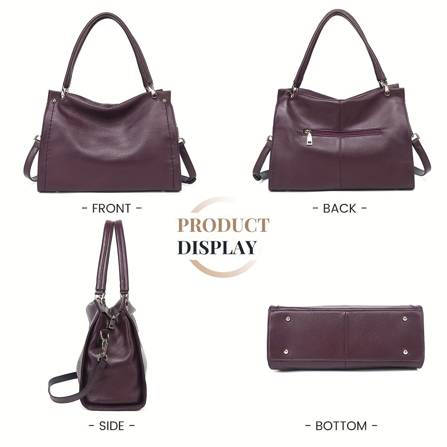Elegant Leather Handbag, Women's Tote Bag, Versatile Single Shoulder Sling Bag