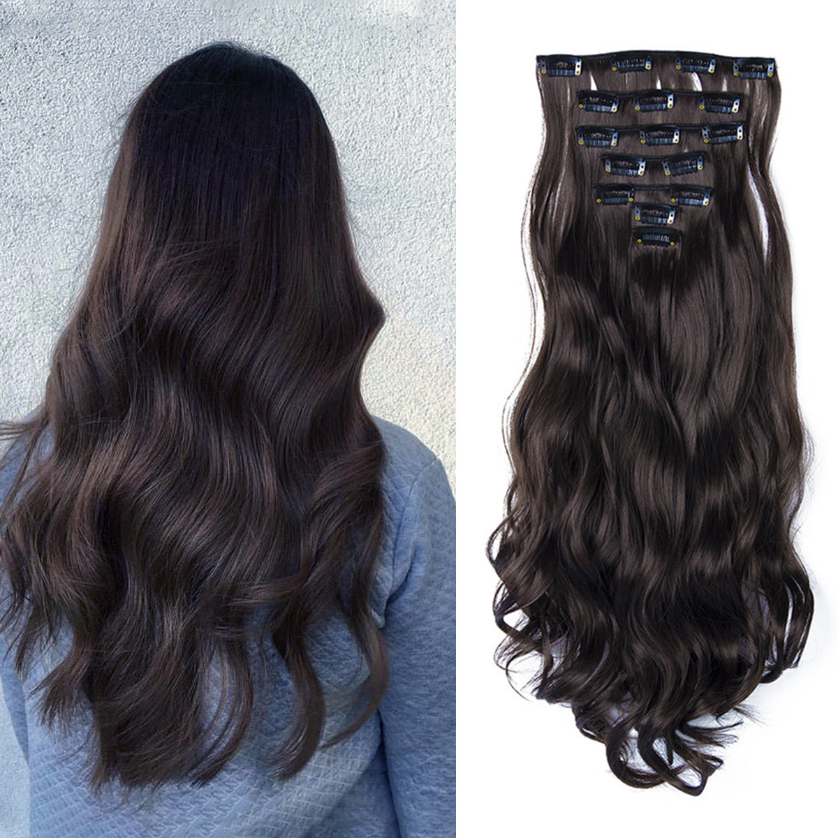 22 Inch Full Head Clip In Hair Extensions