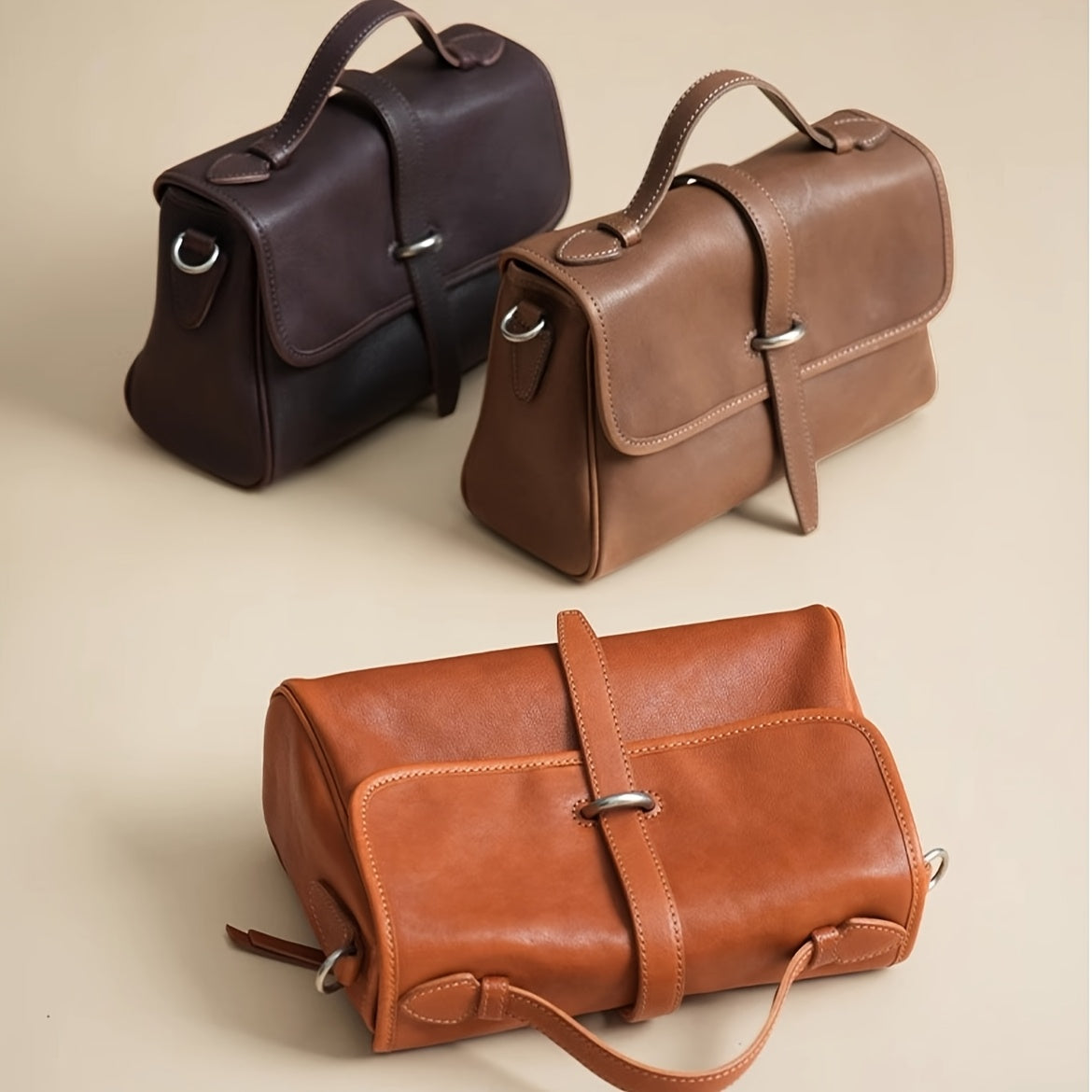 Genuine Leather Satchel Postman Cow Genuine Leather Vintage Postman Bag Women's Commuting Single Shoulder Crossbody Bag Niche Bag