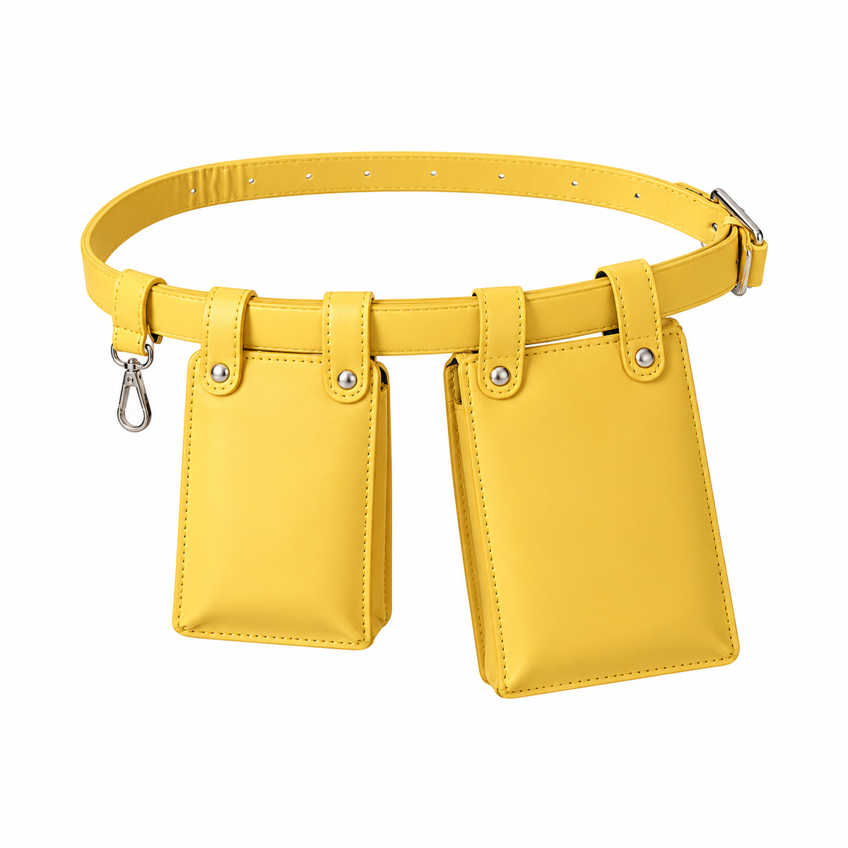 Yellow Adjustable Belt With Dual Pouches
