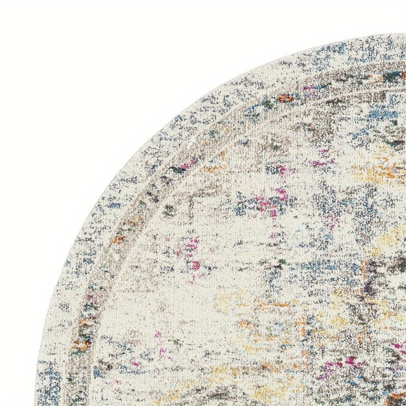 Madison Dalia Vintage Traditional Area Round Rug Grey Golden 5' x 5' Round