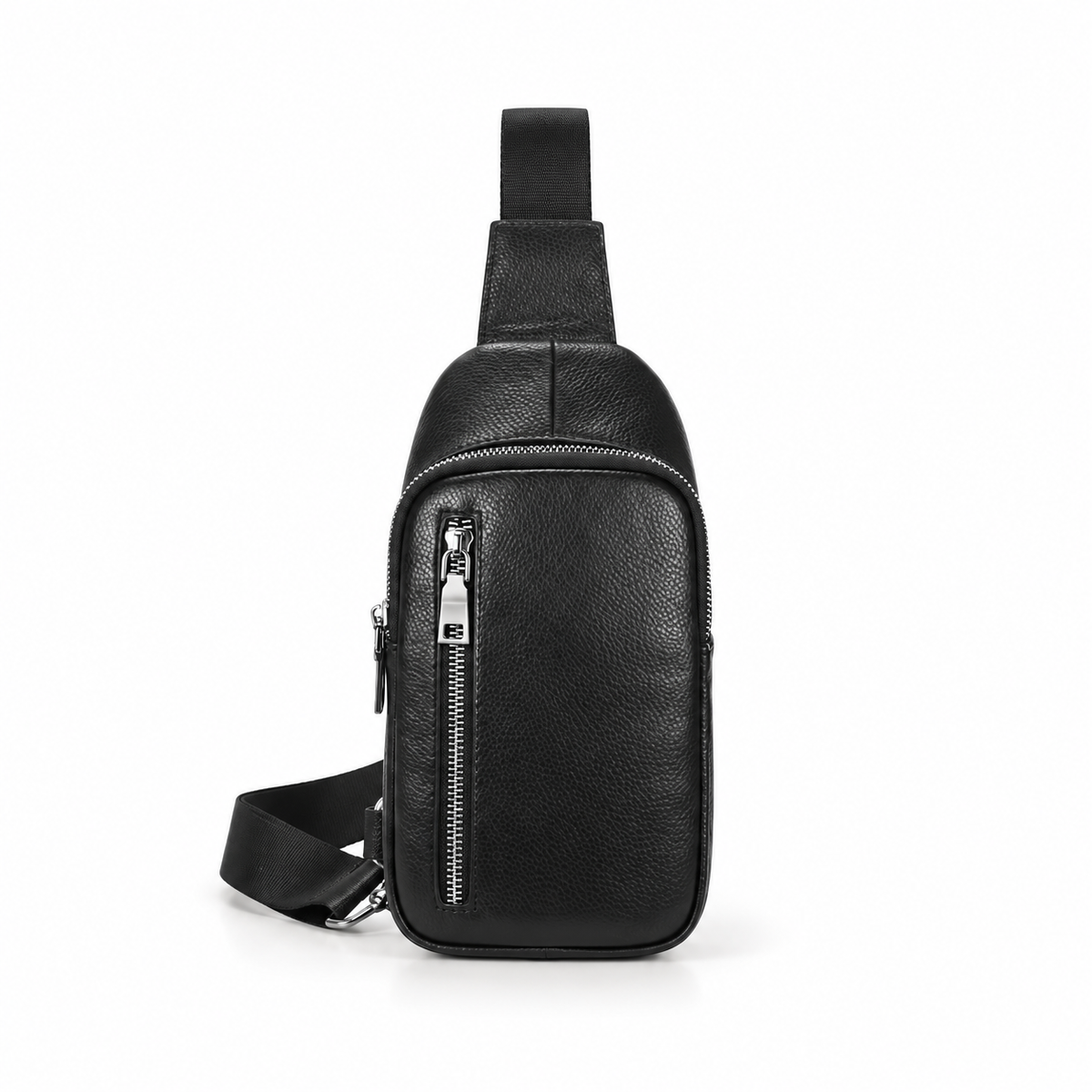 Classic Black Textured Crossbody Sling Bag