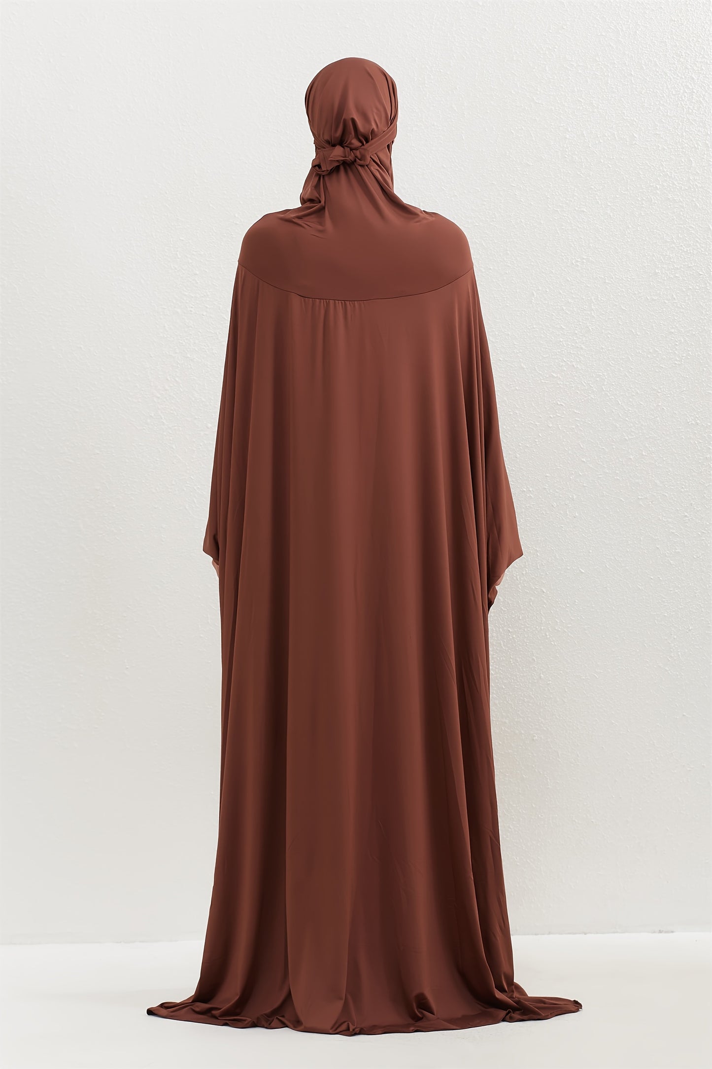 Ramadan Solid Hooded Kaftan, Elegant Batwing Sleeve Arabic Abaya, Women's Clothing