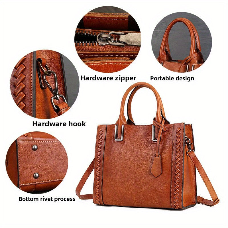 Genuine Leather Women's Handbags, Niche Women's Crossbody Bag, Large-Capacity Soft Leather Tote Bags