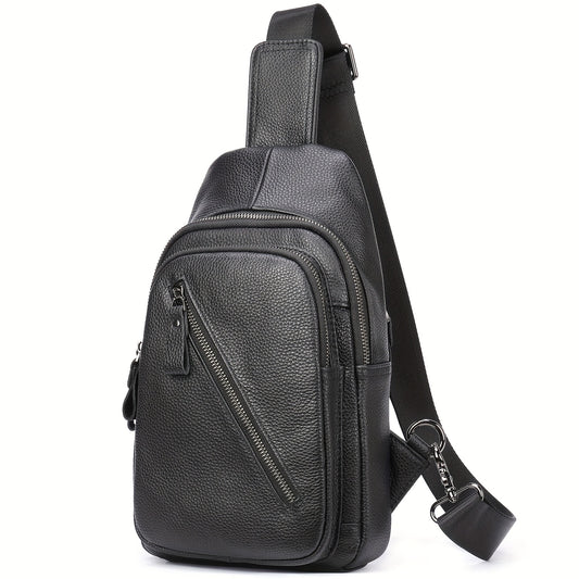 Premium Cowhide Leather Sling Bag for Men - Versatile Crossbody & Shoulder Chest Daypack, Ideal for Travel & Everyday Use