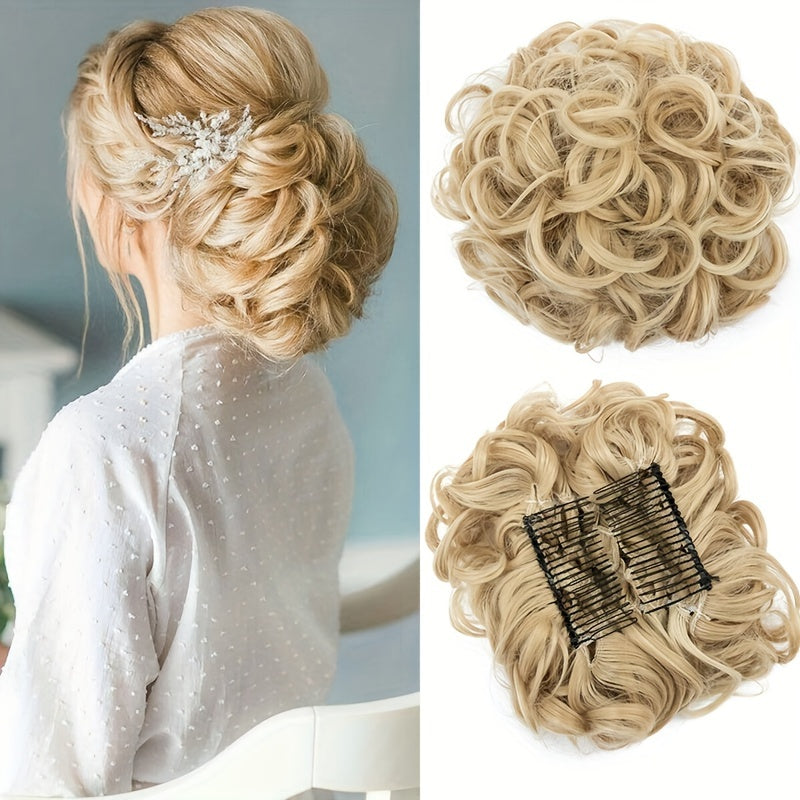 Curly Bun Extensions Scrunchie Combs In Messy Bun Hair Piece For Women