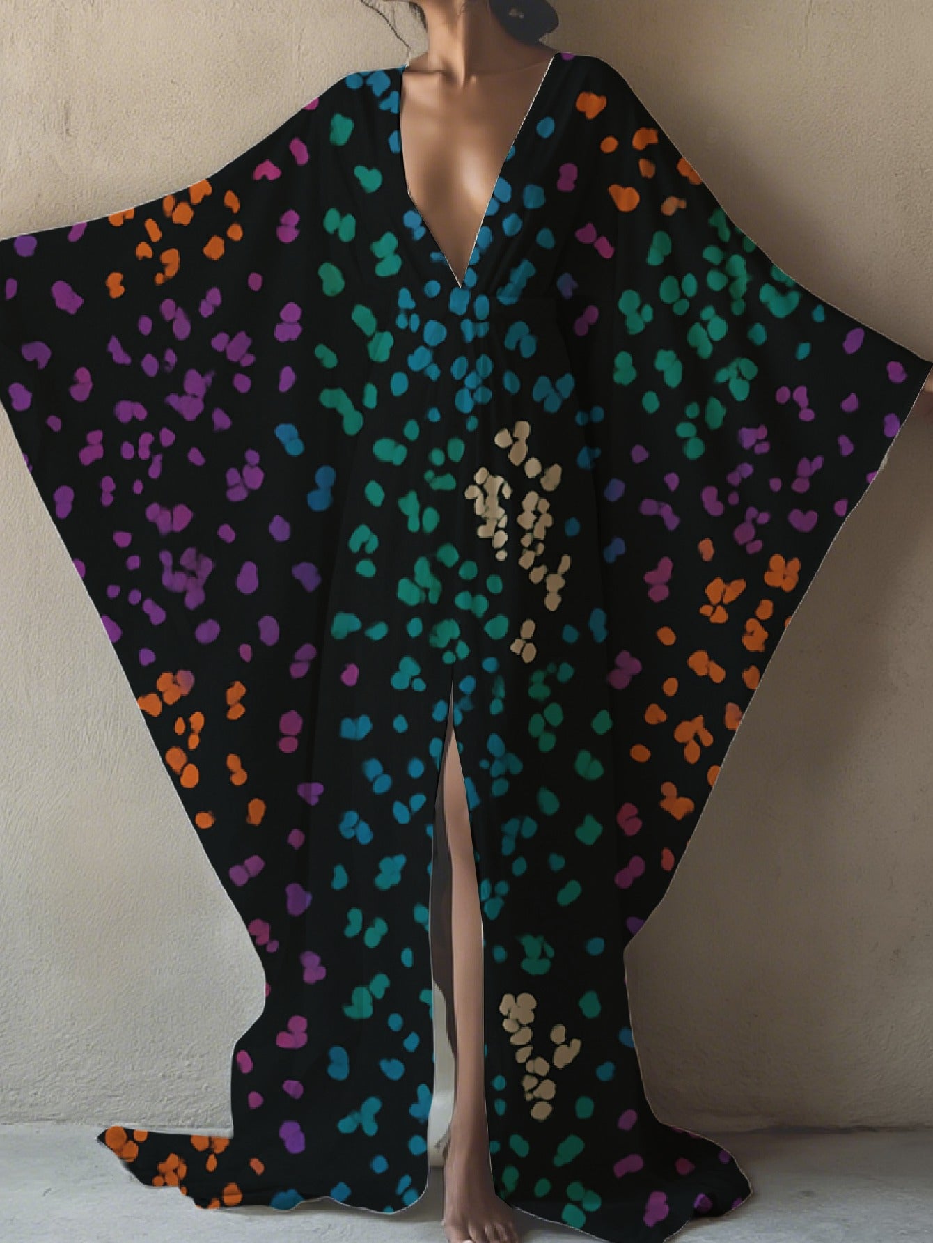 Women's Japanese Kimono Abaya - Lightweight Long Cardigan with Wide Sleeves & Open Front, Boho Floral wrap-around belt - Non-Transparent Maxi Gown for Beach, Home, Formal Events