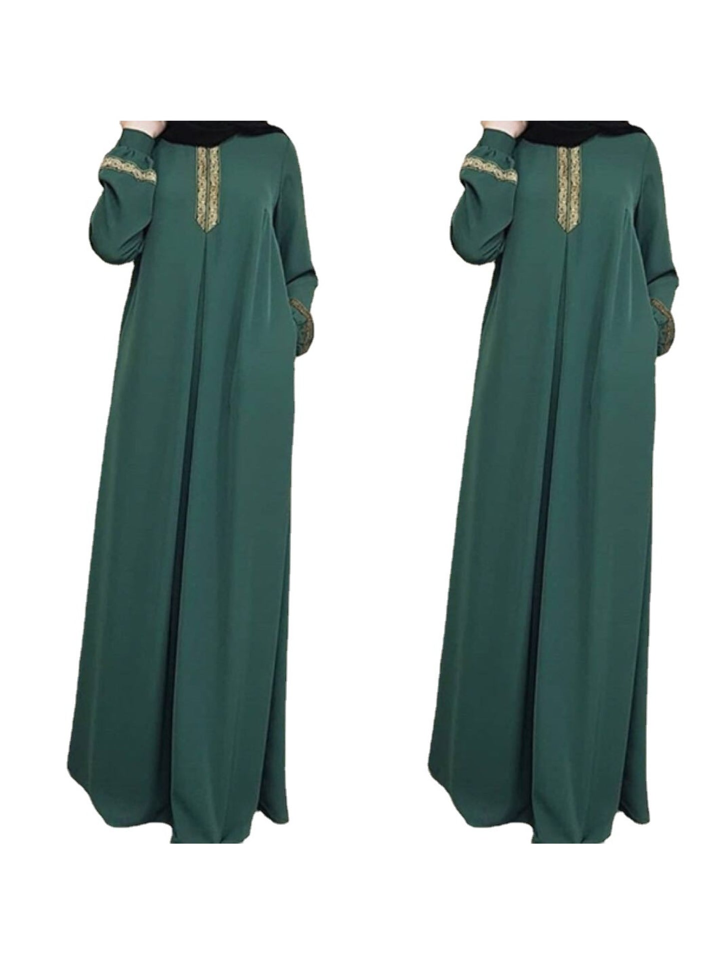 Plus Size, Women's Islamic Palestinian Abaya - Long Abaya Gown with Zipper Closure, Elegant Black Islamicrobe for Everyday & Special Occasions, Machine Washable Muslim Formal Attire, Modest Fashion