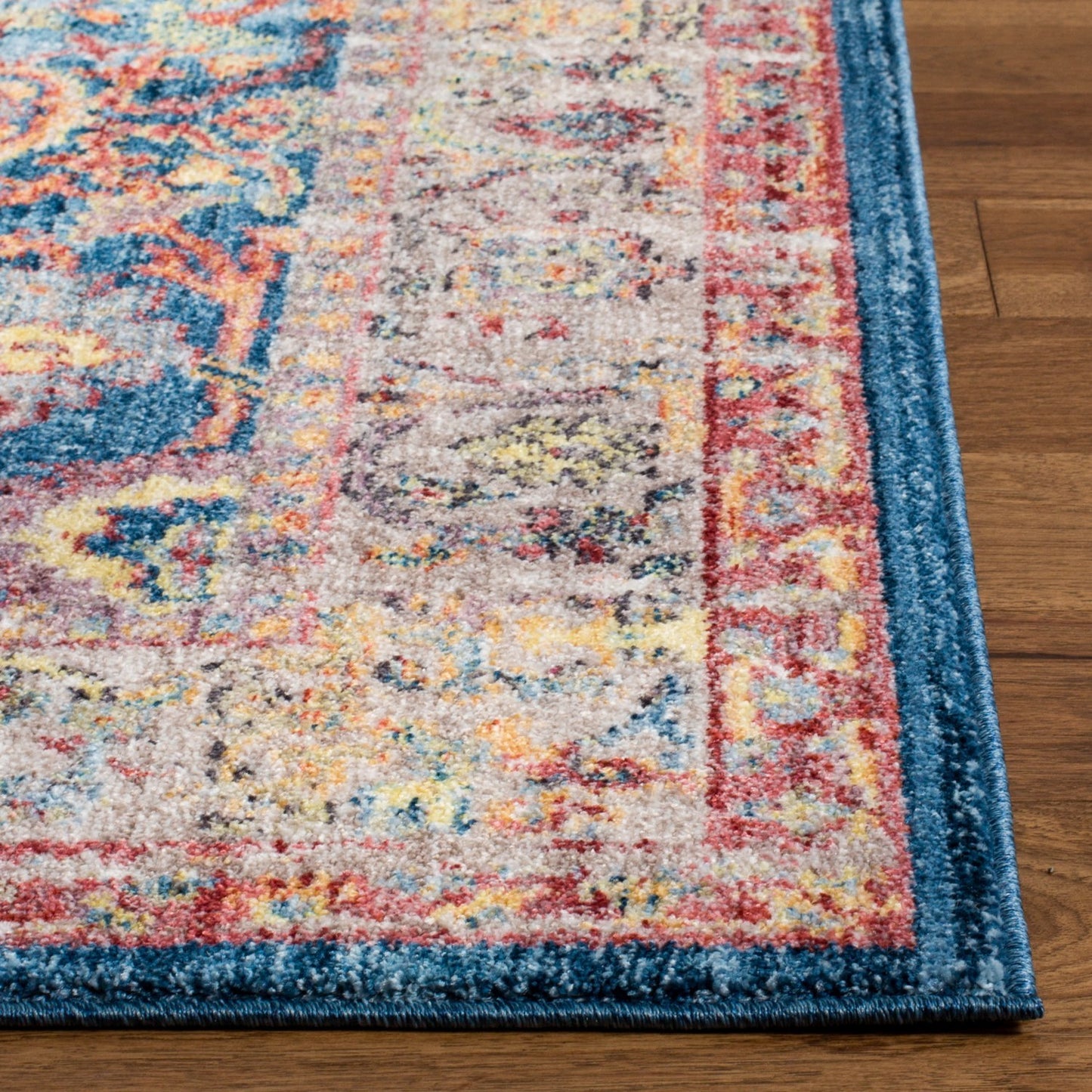 Blue, Rose Coloured Indoor Power Loomed Easy Care Medium Area Rugs For Home Decor Rug for Living Room, Bedroom, Dining Room, Home Office, Basement