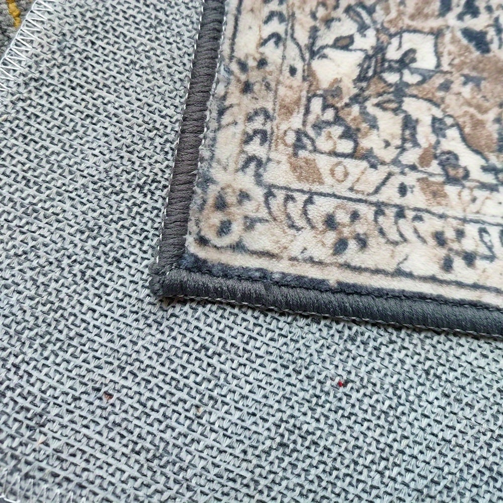Washed Bottom Imitation Cashmere, Weight 1200G Per Flat, Thickness 1pc, Machine Washable Geometric Pattern Carpet, Medium Thickness Polyester Rug, Suitable for Indoor