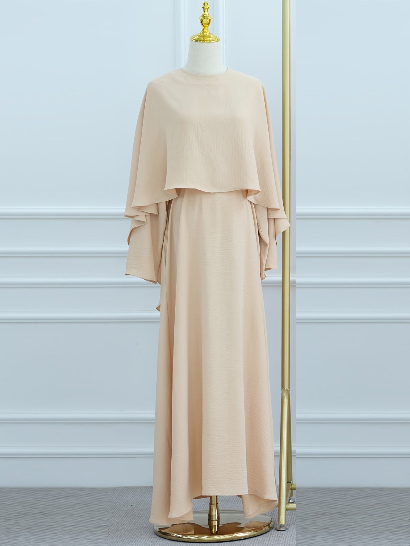 Middle East Special Turkish Kaftan Solid Color Fashion Women's Waist-Tied Elegant Robe Cape Two-Piece Set Summer Ramadan Muslim Islamic Long Sleeve Arabic Abaya
