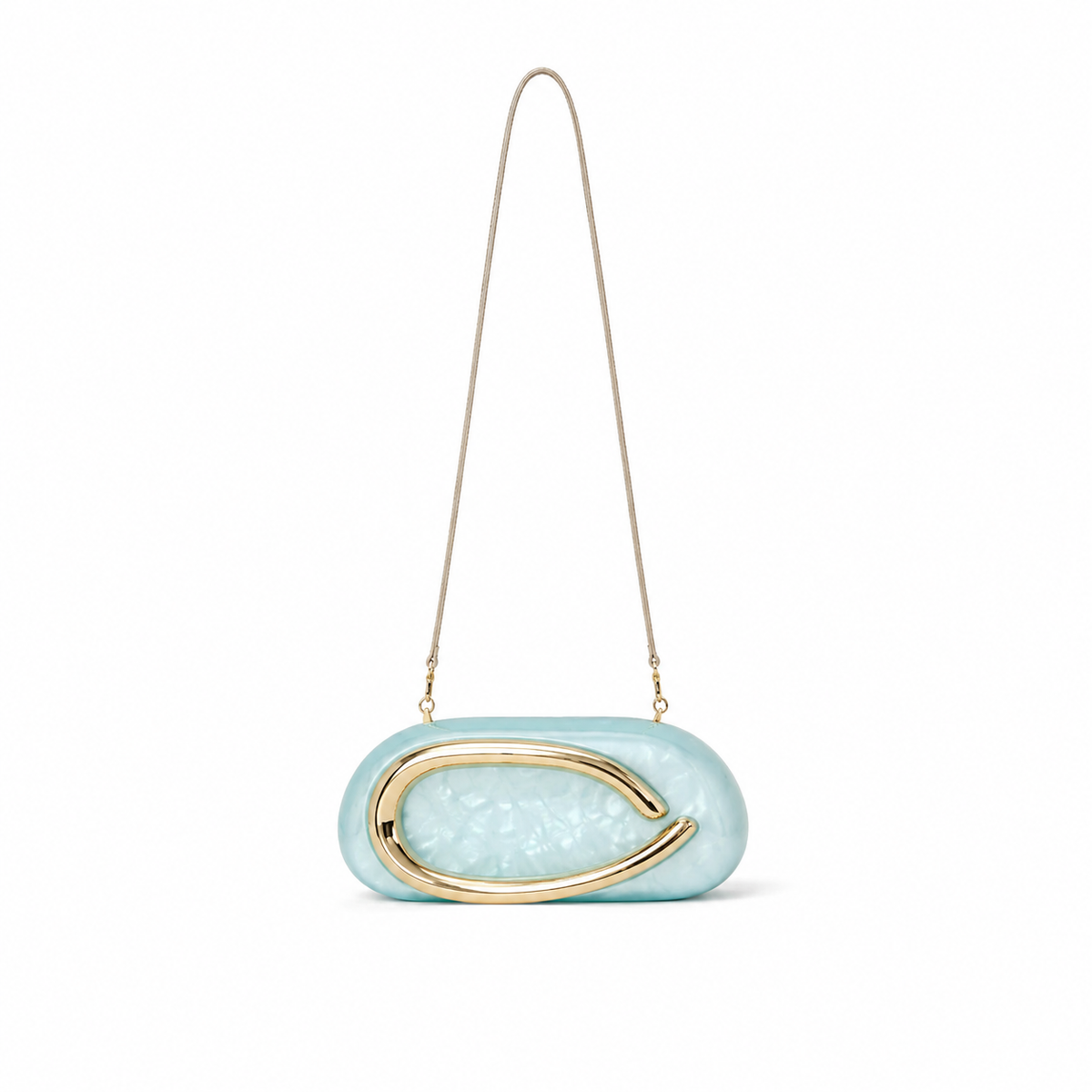 Pearlescent Aqua Oval Evening Clutch Bag