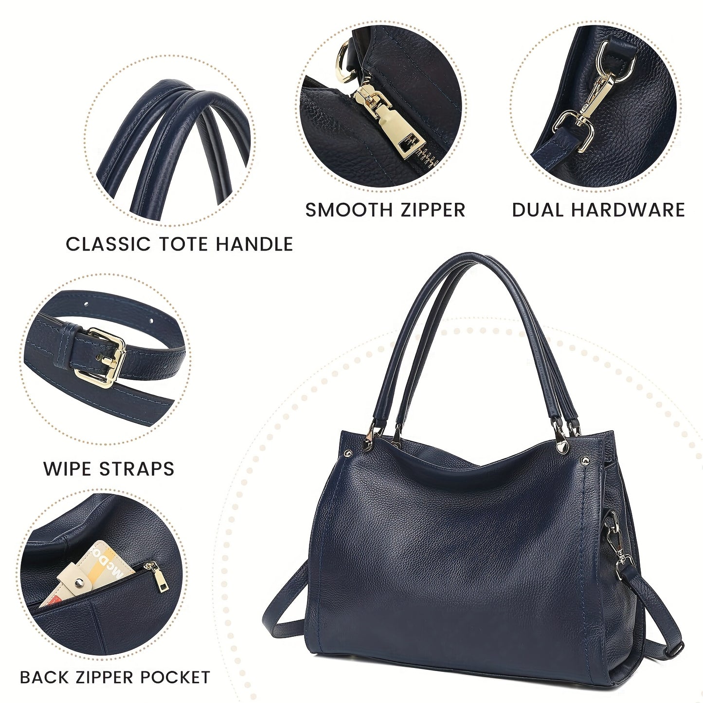 Elegant Leather Handbag, Women's Tote Bag, Versatile Single Shoulder Sling Bag