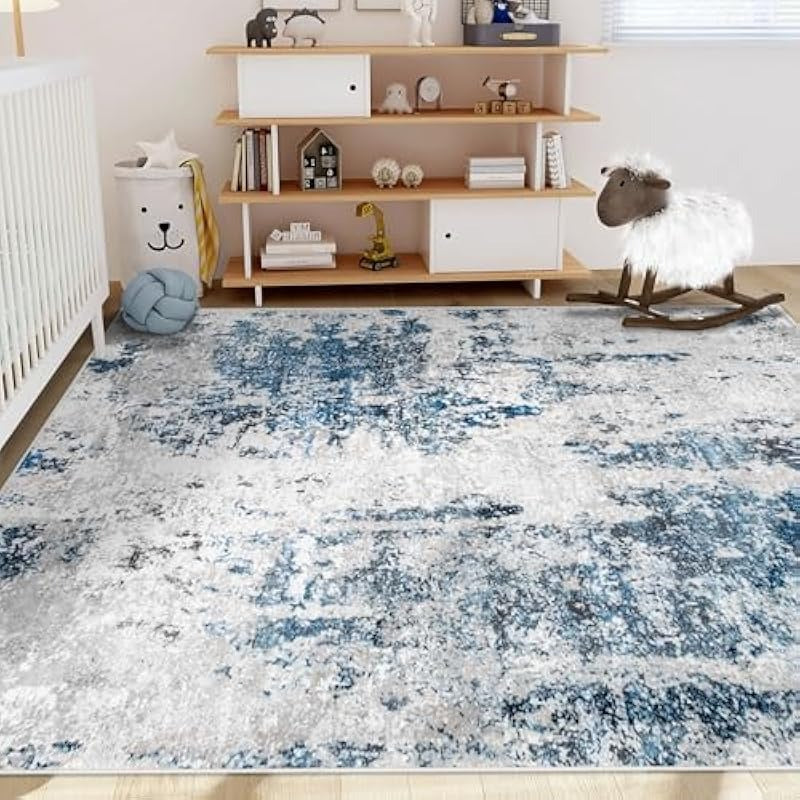 Area Rug, Washable Rug Modern Abstract Bedroom Rug Non-Slip Soft Neutral Area Rug Stain Resistant Throw Rugs for Entryway Kitchen Door Mat Indoor Entrance Laundry