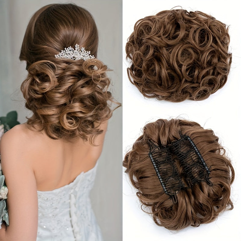 Curly Bun Extensions Scrunchie Combs In Messy Bun Hair Piece For Women
